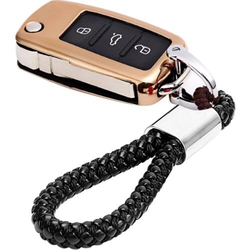 Real Auto Accessories Car Key Case Key Bag Cover Protector with Key Chain For VW Passat Golf Jetta Bora Polo Sagitar