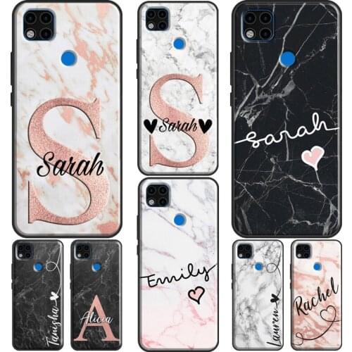 PERSONALISED INITIALS PERSONALIZED MARBLE For Xiaomi Redmi Note 9 Pro 7 8 8T 9S Note 10 Pro Phone Case For Redmi 9 9A 9C 9T 8A