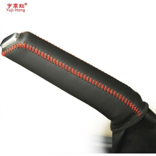 Yuji-Hong Car Handbrake Covers Case for Volkswagen VW Jetta MK5 Sagitar 2012-2017 Genuine Leather Auto Cover Car-styling Black