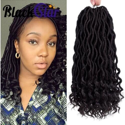 Black Star Faux Locs Crochet Hair Deep Wave Braiding Hair With Curly Ends Crochet Goddess Locs Synthetic Braids Hair Extensions