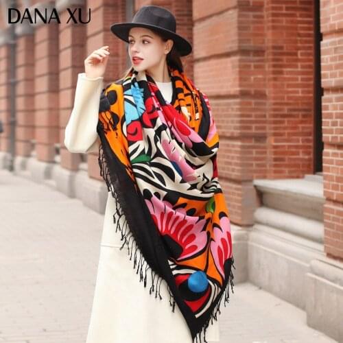 DANA XU Bufanda Mujer Wool Poncho Head Islam Women Lady Carf And Warm Shawl Stoles Bandana Scarf Hijab Luxury Brand Pashmina