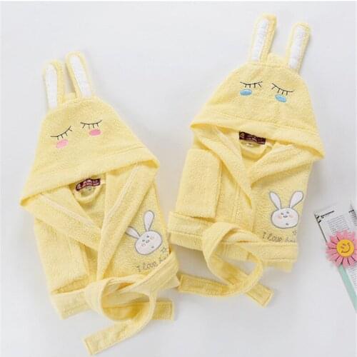 Sleepwear Childrens bathrobe terry hooded yukata autumn winter thickened robe boys and girls nightgown cute warm pajamas new