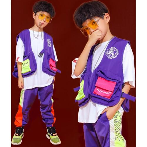 Hip Hop Kids Jazz Dance Costumes for Girls Boys Ballroom Dancing Costumes Clothes Stage Outfits Perform T Shirt Pants Streetwear