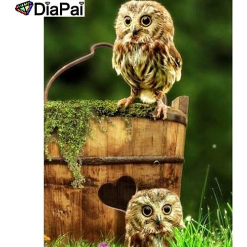 DIAPAI 100% Full Square/Round Drill 5D DIY Diamond Painting "Animal owl" Diamond Embroidery Cross Stitch 3D Decor A19260