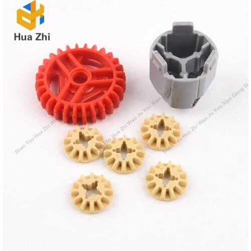 4-8Sets 65414+65413+6589 Differential Gear-28 Teeth with Round Axle Hole Differential Gear House MOC Building Blocks Bricks DIY