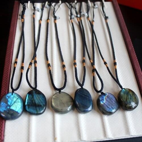 Natural Irregular Labradorite Pendant Necklaces Sunlight Shaped Energy Stone Women Men Healing Buddha Lucky Necklace Moonstone