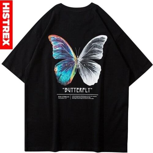Hip Hop Oversize T Shirt Men 2020 Streetwear Harajuku Color Butterfly Tshirt Short Sleeve Cotton Loose HipHop T-Shirt Plus Size