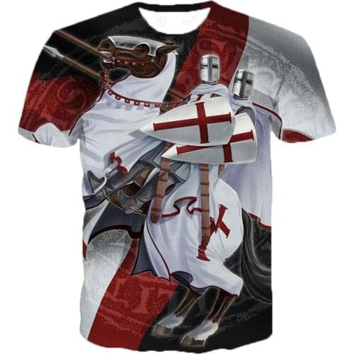Knight Templar 3D Printing T-shirt Mens Womens Short Sleeve O-Neck Shirt Fashion Streetwear Tee 2021 New