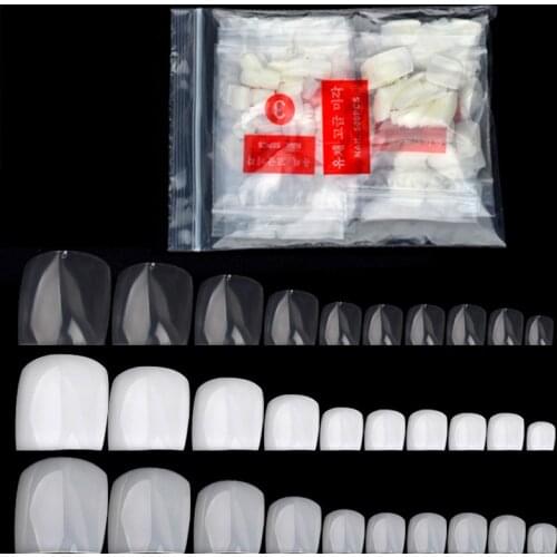 500 Pcs/pack Fake Artificial Acrylic False Toe Nails Tips Natural White Transparent Toenails Foot Manicure Beauty Nail Tool