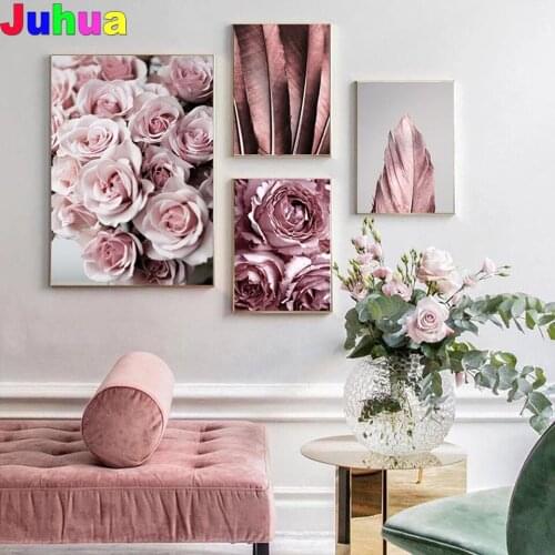 Rose flower painting Scandinavian fashion poster 5d Diamond Painting Full Drill floral mosaic Diamond Embroidery home decor