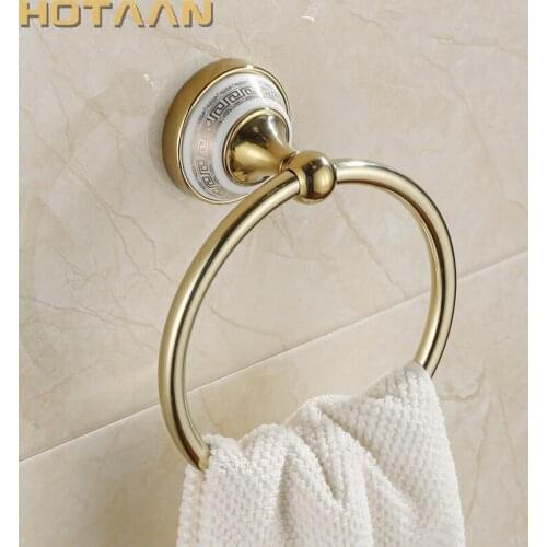 Stainless Steel Towel Ring Toilet Bath Towel Holder Zinc Alloy Base Wall Mounted Bathroom Accessories Gold Bathroom Towel Ring