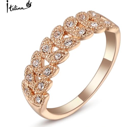Brand TracysWing Rings for women Genuine Austrian Crystal Copper Rose Gold Color Vintage Rings New Sale Hot#RG95683Rose