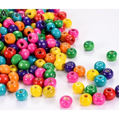 300/500Pcs/Set 8mm Round Wooden Beads Loose Spacer Natural Beads For Jewelry Making DIY Bracelets Oranments Supplies Accessories