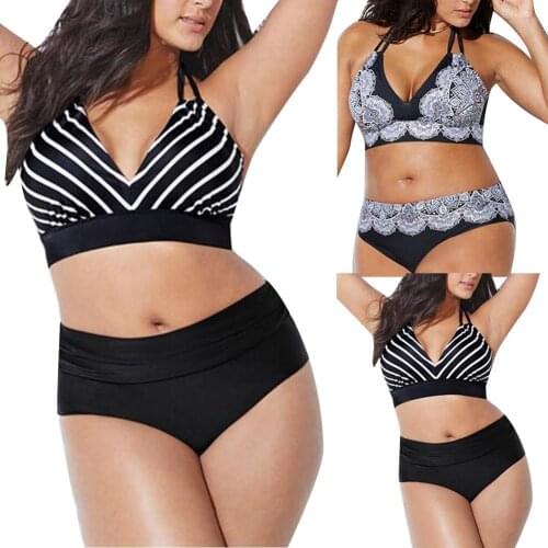 Lace bikini Vintage Women Plus Size Halter Bandage Summer Bikini Set Two-piece Swimsuit string swimsuit women Sexy bathing suit