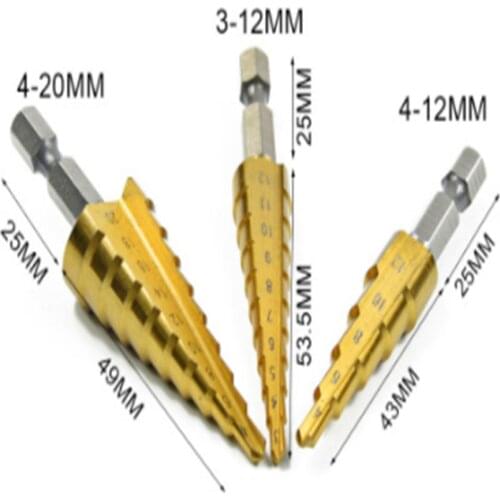 Small 3pcs metric hexagonal pagoda drill metal drilling bit multi-tool table step drill tower drill Report