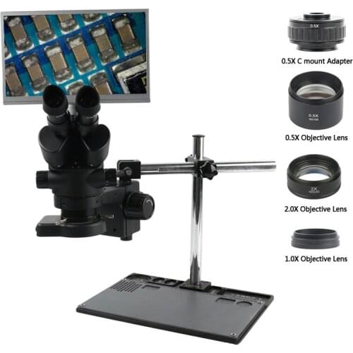3.5X 90X Simul-Focal Stereo Microscope Trinocular Microscope Industrial HDMI 1080P Video 11.6" LCD Monitor Display Lad Work Set
