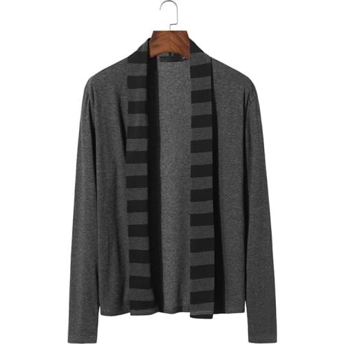 Colorblock Shawl Collar Mens Sweater Men Autumn Knitted Cardigan Sweaters Casual Slim Striped Coat Sweaters Streetwear