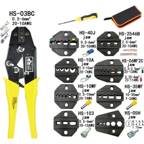 HSC 03B Crimping Pliers Set Clamp Tools 8 Jaws Cap/coaxial Cable Terminals Kit Crimper Cable Cutter Crimper Kablo Kesici Plier