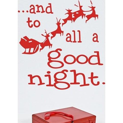 Good Night Quotes Reindeer Wall Stickers for Kids Room Home Decoration Vinyl Decals Merry Christmas Festival Mural Art Posters