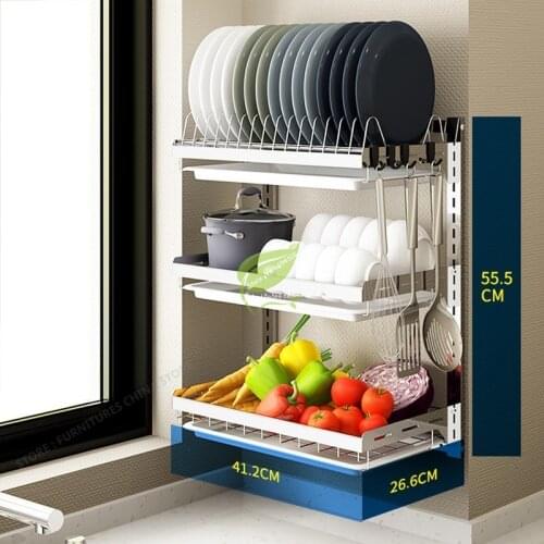 New Multifunction Drying Rack Kitchen Cup Holder Storage Shelf Rack Kitchen Support Wall Hooks For Pots And Pan Dish Dryer