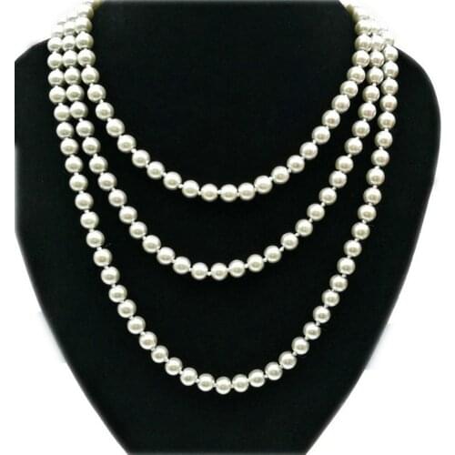 8mm Nice Charm Pearl Necklace For Women 75cm Long Sweater Chain White Fashion Jewelry