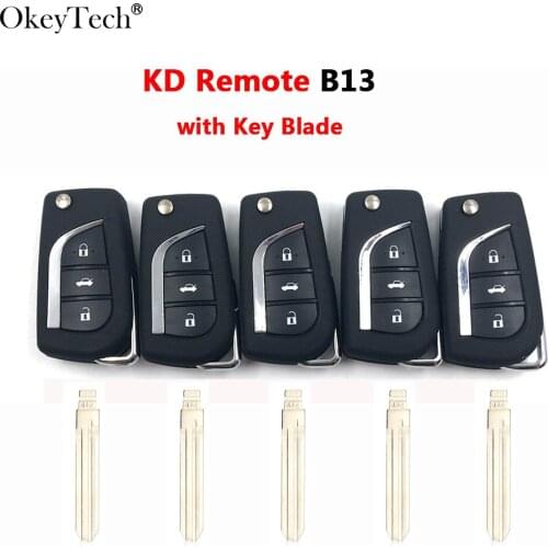 Okeytech 5PCS/LOT B Series Remote Control KD B13 With 5PCS NO.02/13/21/77 Uncut Blade Car Key for KD900+/URG200 Key Programmer