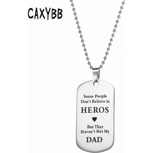 Caxybb Charms Military Mens Stainless Steel necklaces Dog Tag Pendant Necklace Chains Necklace Fathers Day gifts for dad