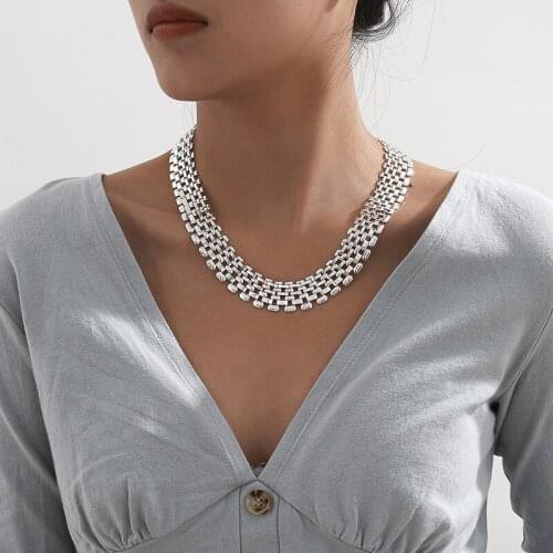 TARCLIY Fashion Geometric Wide Hollow Big Link Chain Exaggerated Atmosphere Punk Hip-Hop Style Necklace Womewn Jewelry Gift