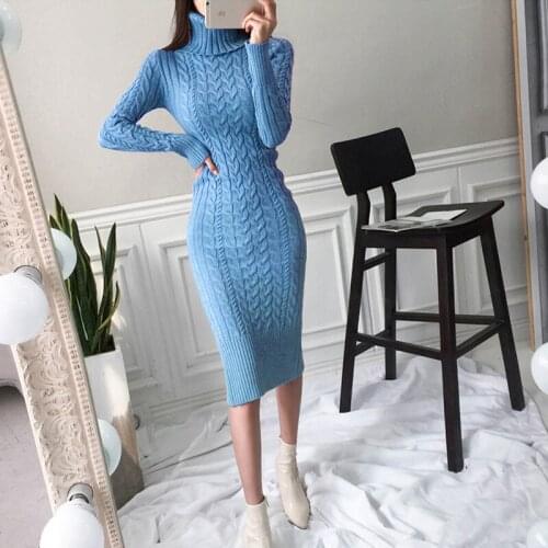Fashion women new arrival knit soft basic dress party high quality casual autumn winter warm slim thick comfortable pencil dress