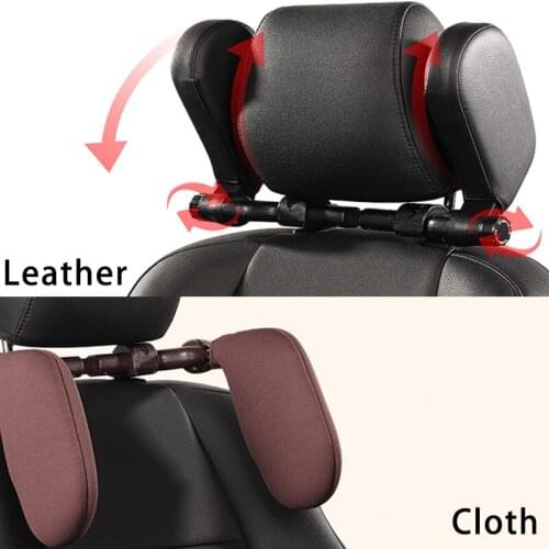 Car Seat Headrest Neck Pillow Head Support Memory Foam Pad Leather And Cloth Car Pillows Sleeping Car Accessories For Kids Adult