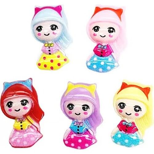 5colors Cartoon Figure Charms 6pcs Flat Back Glue Set Princess Dressed Girl Doll Charm Jewelry Decoration Croc Handmade Findings