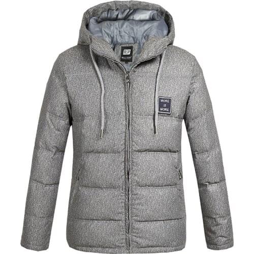 Casual mens hooded down jacket winter mens thick white duck down coat male fashion windproof waterproof warm zip outwear Top