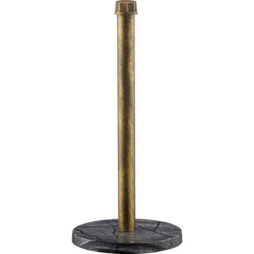 Industrial Pipe Kitchen Standing Paper Holder, Natural Marble Paper Towel Holder, Tissue Roll Dispenser Stand -33x16cm