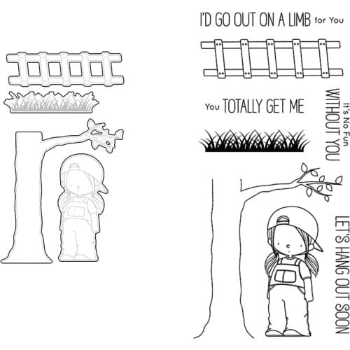 Clear Stamps And Ctting Dies Girl Under The Tree Grassland For DIY Scrapbook Photo Album Craft Card 2021 New