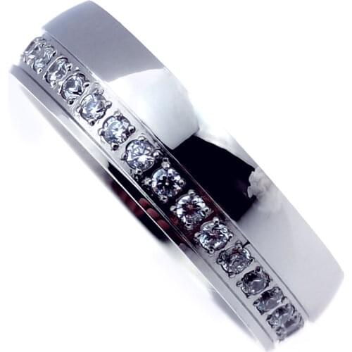 6mm band width Top quality women wedding engagement a circle prong setting transparent stone ring