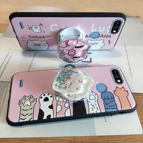 Silicone phone stand holder Phone Case For Tecno POP2F/B1F Kickstand Shockproof Cover Durable TPU