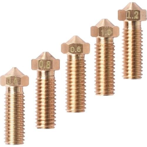 Volcano nozzles 3D printer All metal brass Lengthen 3D extruder nozzle 0.6 / 0.8 / 1.0 / 1.2mm To 1.75 / 3mm 3D print parts gold
