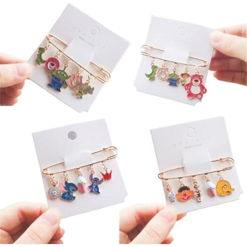 Disney Stitch Korean Cute Bear Couple Brooch Clothes Bag Scarf Accessories Pin Cartoon Anime Decoration Men and Women Brooch