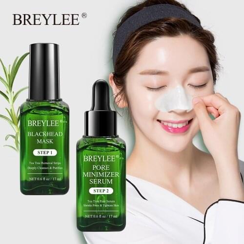 BREYLEE Face Care Nose Blackhead Remover Serum Face Black Peeling Mask Shrink Pores Essence Oil-Control Face Sheet Skin Care