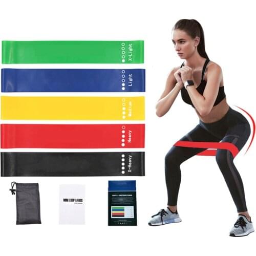 Sports fitness multifunctional tep material resistance band, five tension rings, instructions and cloth bag set