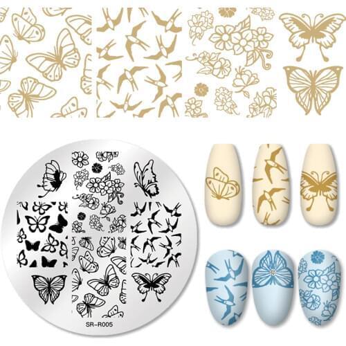 Plant Flower Nail Stamping Plates Geometric Line Wave Pattern Nail Art Image Stamp Stencils Templates Nail Tool