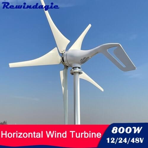 Hot Selling 800W 12V/24V/48V Wind Turbine 3/5 Blades Optional Permanent Magnet Wind Generator With Controller Free Power Energy