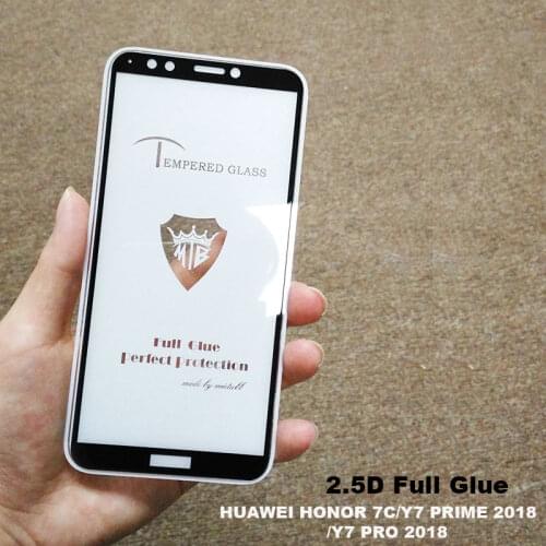 Full Glue Tempered Glass Screen Protector for Huawei Y7 Pro 2018 Y7 Prime 2018 LDN-L21 Nova 2 Lite LDN-L22 Honor 7C 5.99"