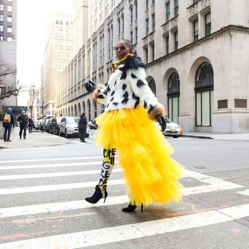 High Street Bright Yellow High Low Tulle Skirts Women Ruffles Tiered Long Tutu Skirt 2020
