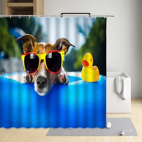 Animal Shower Curtain Sets Pet Funny Dog Cute Monkey Bathroom Decoration Screen Household Waterproof Washable Cloth with hooks