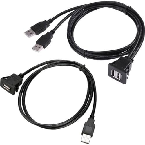 1m/3.3ft Car Dashboard USB Extension Lead Cable USB2.0 Male to Female Flush Mount Extender Cord Wire Line