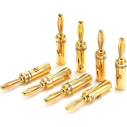 1 pair of pure copper gold-plated banana plug speaker to audio cable terminal pole welding-free plug power amplifier AFXJ-BW/TQ