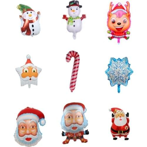 100pcs 84x39cm Santa Claus aluminum foil balloon walking stick Santa chrismas day balloon