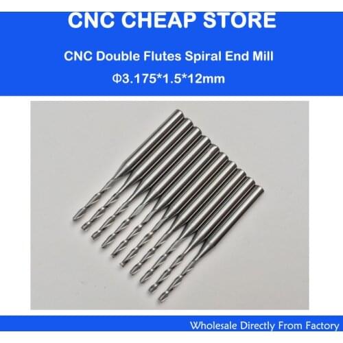 10x 1.5mm Carbide CNC Double/Two Flute Spiral Bits CEL 12mm end mills engraving router cutters