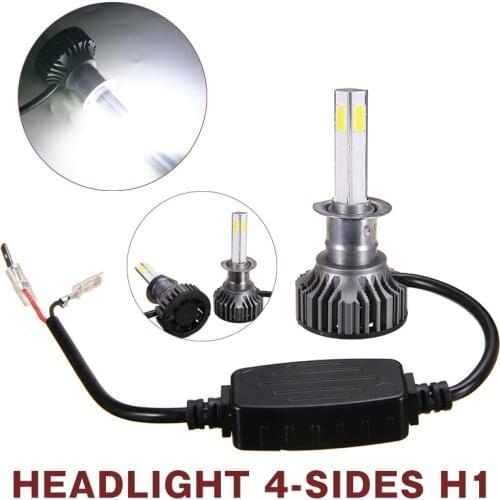 2pcs 4-sides H1 LED Car Headlight 180W 20000LM High Low Beam 6000K White Auto Headlamp Bulbs Fit 12V 24V Vehicle